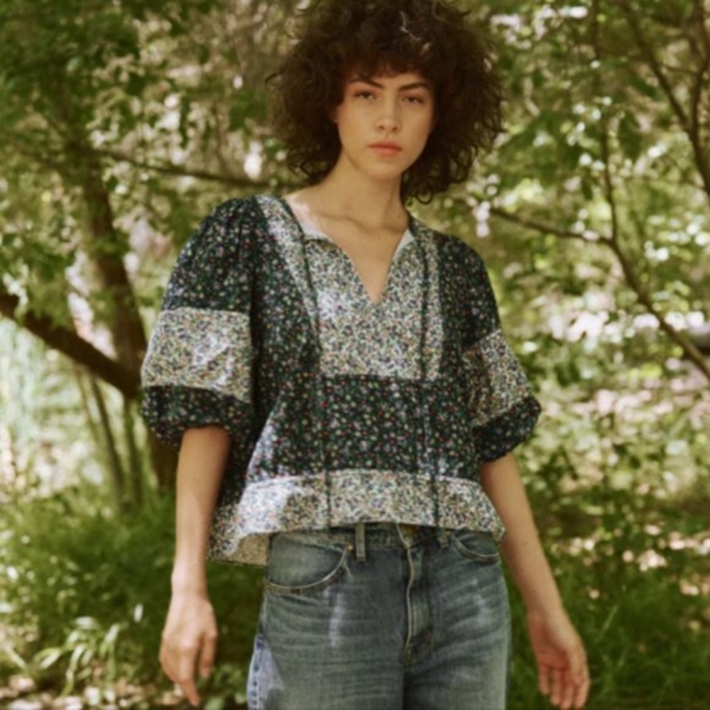 The great. maiden patchwork field floral puff sleeve top M